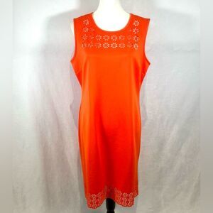 Cocomo orange floral cutout midi dress size large NWT